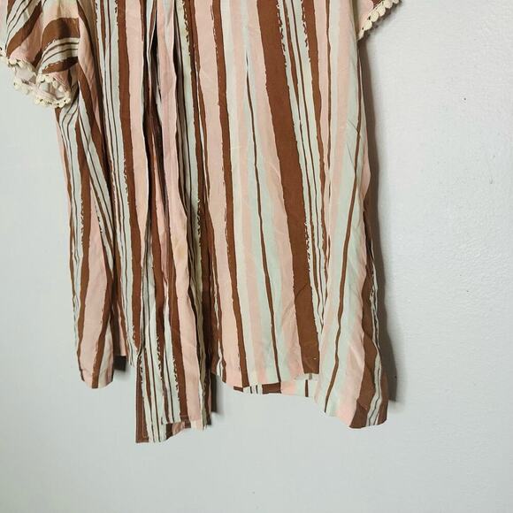 RAOUL Pink Brown Striped Printed 100% Silk Tie Neck Woven Raffaella Blouse Size2 - Picture 7 of 11